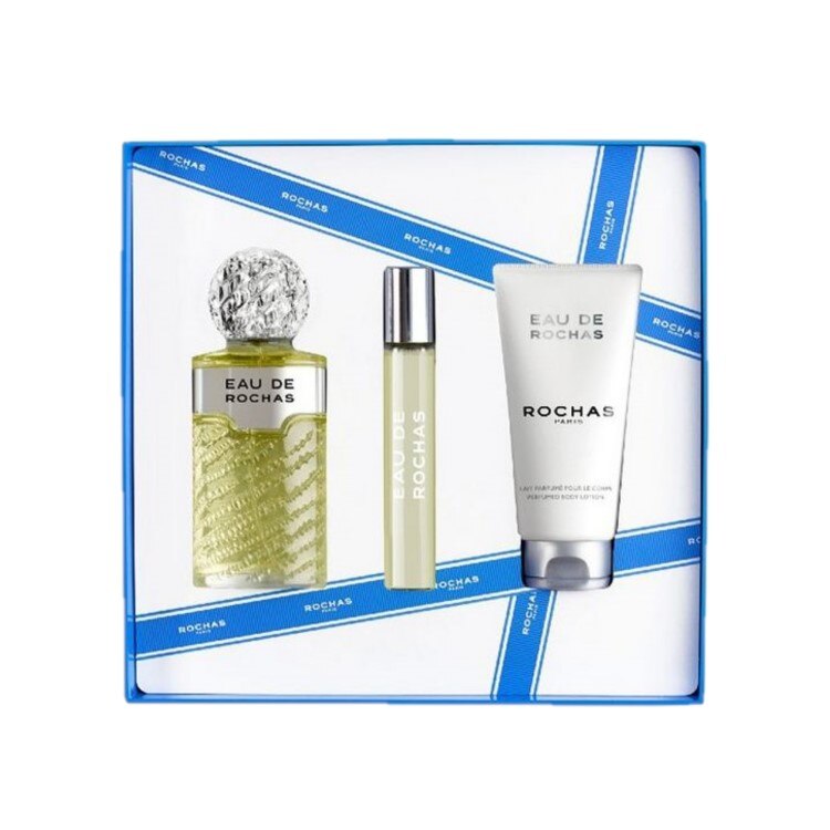 Set pentru femei Rochas , Apa de toaleta 100 ml , Lotiune pentru corp 100 ml , Mini apa de parfum 20 ml