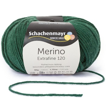 Fir de tricotat si crosetat, 100% lana merinos, grosime fir nr 3 Light, lungime 120 m, 50g, Merino Extrafine 120, verde brad 00172 Fir de tricotat si crosetat, 100% lana merinos, grosime fir nr 3 Light, lungime 120 m, 50g, Merino Extrafine 120, verde brad 00172