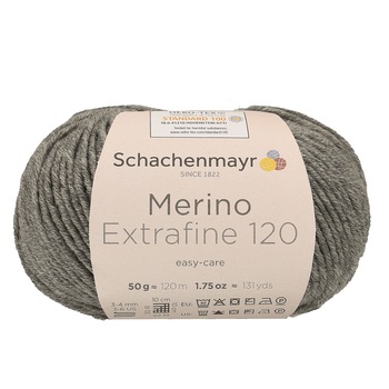 Fir de tricotat si crosetat, 100% lana merinos, grosime fir nr 3 Light, lungime 120 m, 50g, Merino Extrafine 120, gri mediu pestrit 00192 Fir de tricotat si crosetat, 100% lana merinos, grosime fir nr 3 Light, lungime 120 m, 50g, Merino Extrafine 120, gri mediu pestrit 00192