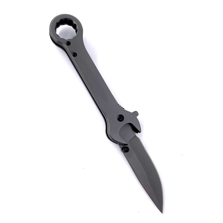 Briceag manual multifunctional Vengeful Key, 19 cm, cheia functionala, gri inchis