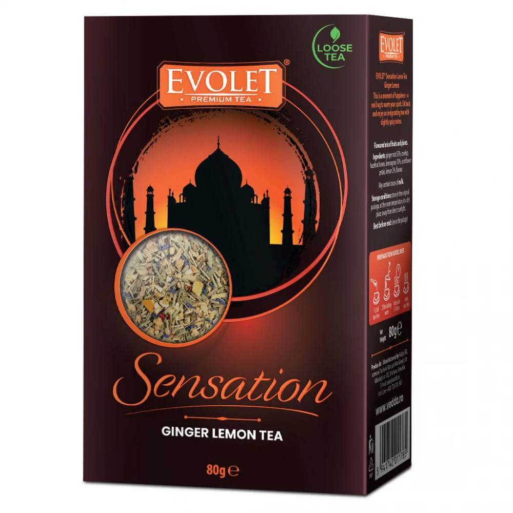 Ceai de Ghimbir si Lamaie Evolet Sensation, 80 g