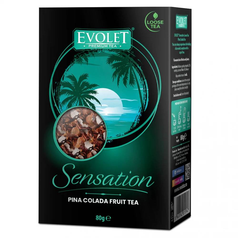 Ceai Pina Colada Evolet Sensation, 80 g