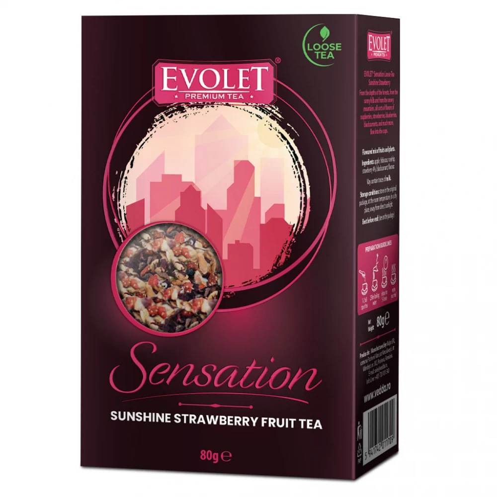 Ceai de Capsuni Evolet Sensation, 80 g
