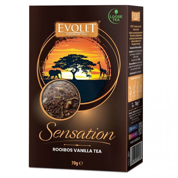Ceai Rooibos Vanilla Evolet Sensation, 70 g
