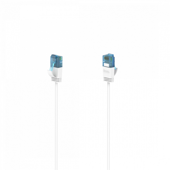 Мрежов кабел HAMA Flexi-Slim, U/UTP CAT 6a, 10 Gbit/s, RJ-45 - RJ45, 0.75 m, Бял