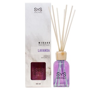 Difuzor mikado cu bete de ratan SyS, Lavanda 50 ml Difuzor mikado cu bete de ratan SyS, Lavanda 50 ml