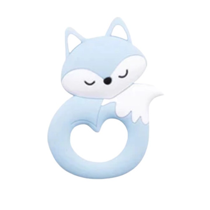 Jucarie dentitie din cauciuc, vulpe bleu