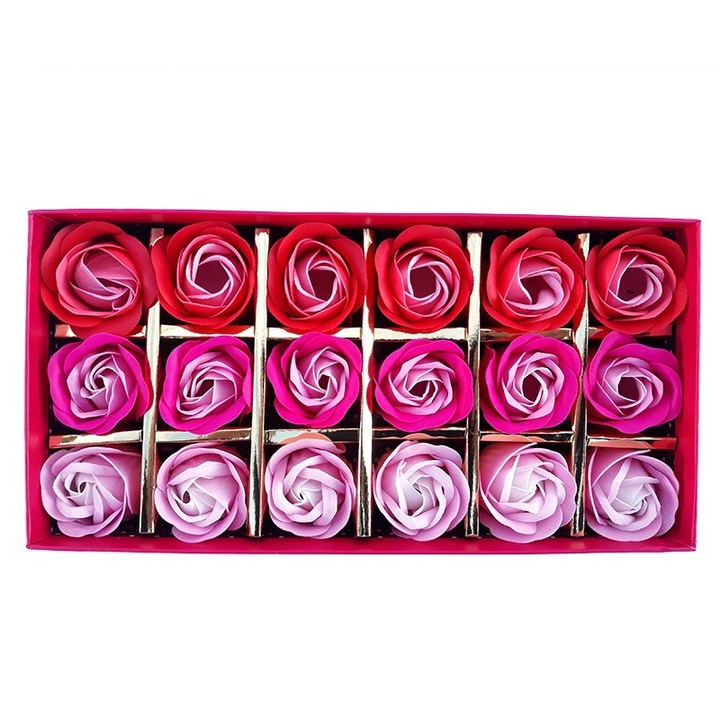 Кутия със сапунени рози, многоцветна, 24х12см