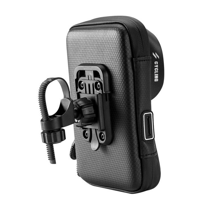 Borseta pentru bicicleta cu suport pentru telefon, rotatie 360, functie touchscreen, impermeabil, Negru, BBL2849