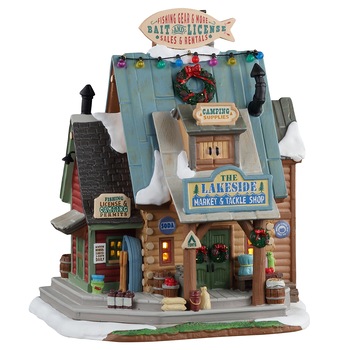 Figurina Lemax, The Lakeside Market & Tackle Shop, Led Lumina Calda Figurina Lemax, The Lakeside Market & Tackle Shop, Led Lumina Calda