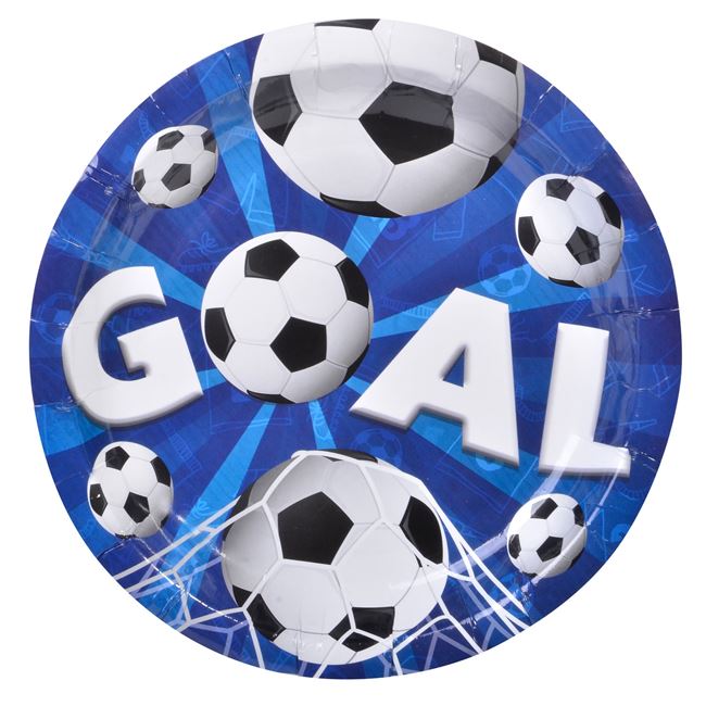 Set Farfurii de carton Zola® pentru petrecere copii, Fotbal, albastru, 18 cm, 10 bucati