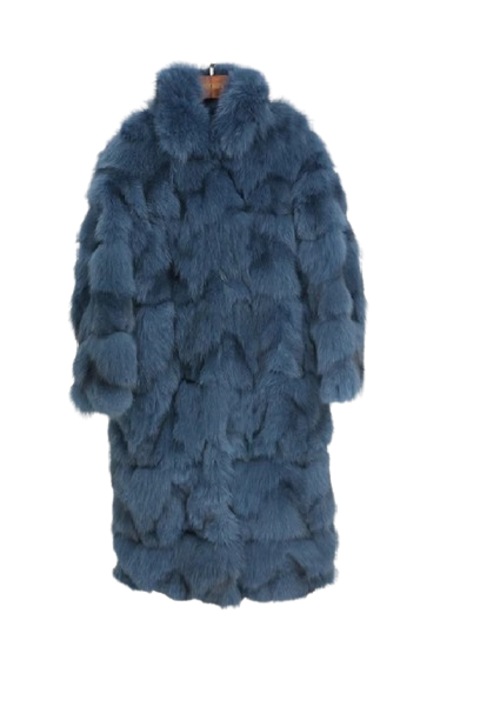 Дамско палто, Естествен косъм от лисица, Snow Queen, Тъмносин