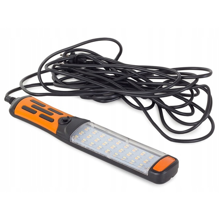 Lampa cu 60 leduri, Zola®, magnetica, negru-galben, cu fir de 8 m, 32x 6x2.5cm