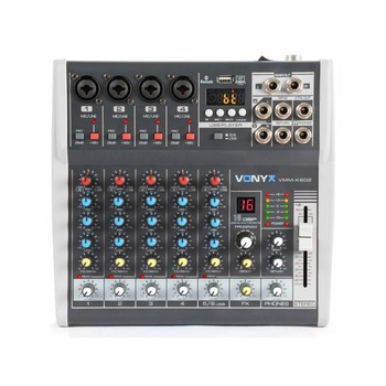 Mixer analog pasiv 6 x canale Bluetooth USB DSP Vonyx VMM-K602 Mixer analog pasiv 6 x canale Bluetooth USB DSP Vonyx VMM-K602