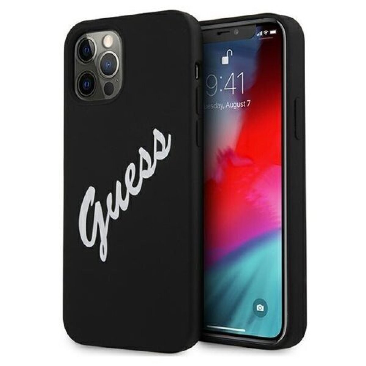 Cover Guess Silicone pentru iPhone 12/12 Pro Vintage GUHCP12MLSVSBW Black