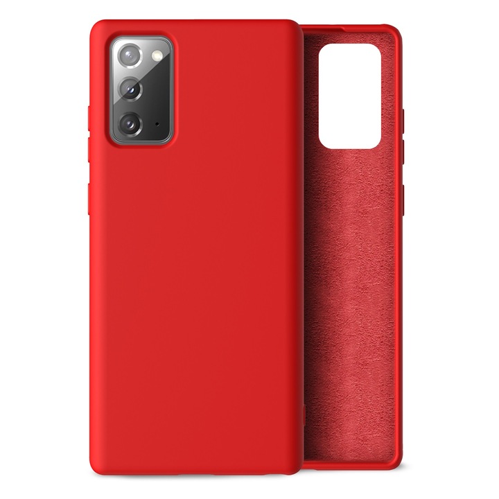 OEM ultra-slim szilikon védőtok, matt, mikroszálas belső, Samsung Galaxy S20 FE / S20 FE 5G kompatibilis, piros