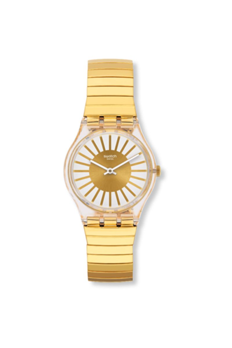 Ceas unisex Swatch, GE248A, Auriu/Alb