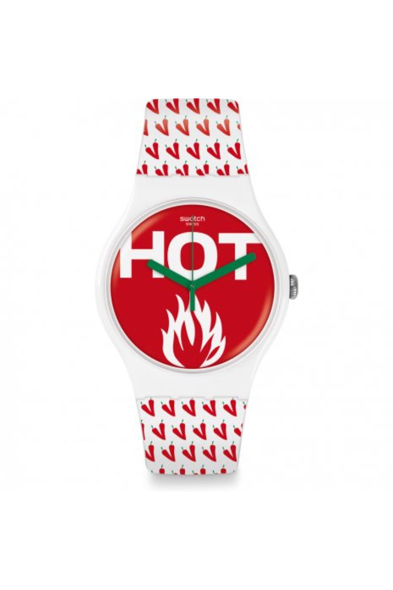 Ceas unisex Swatch, SUOW146, Alb/Rosu