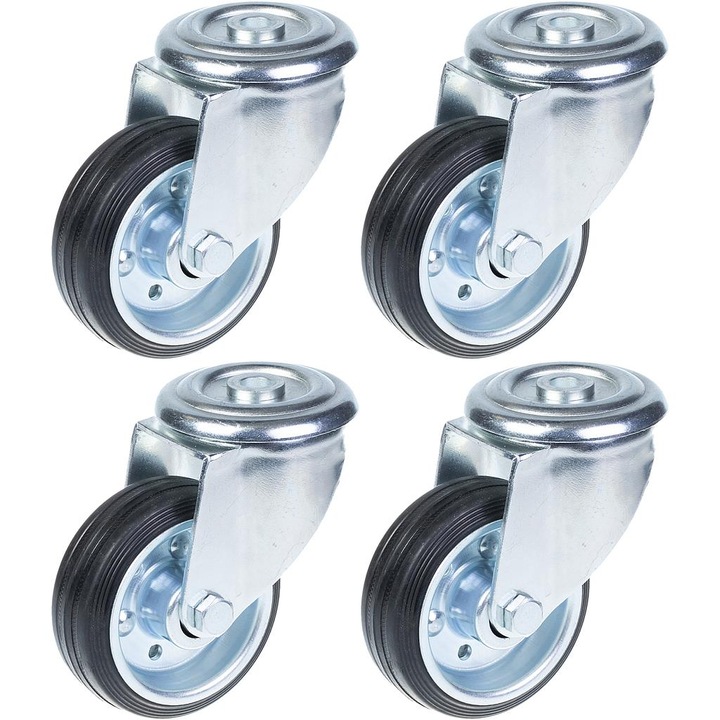 Set de 4 anvelope de cauciuc cu role de 80 mm, 3 ", capacitate de 280 kg