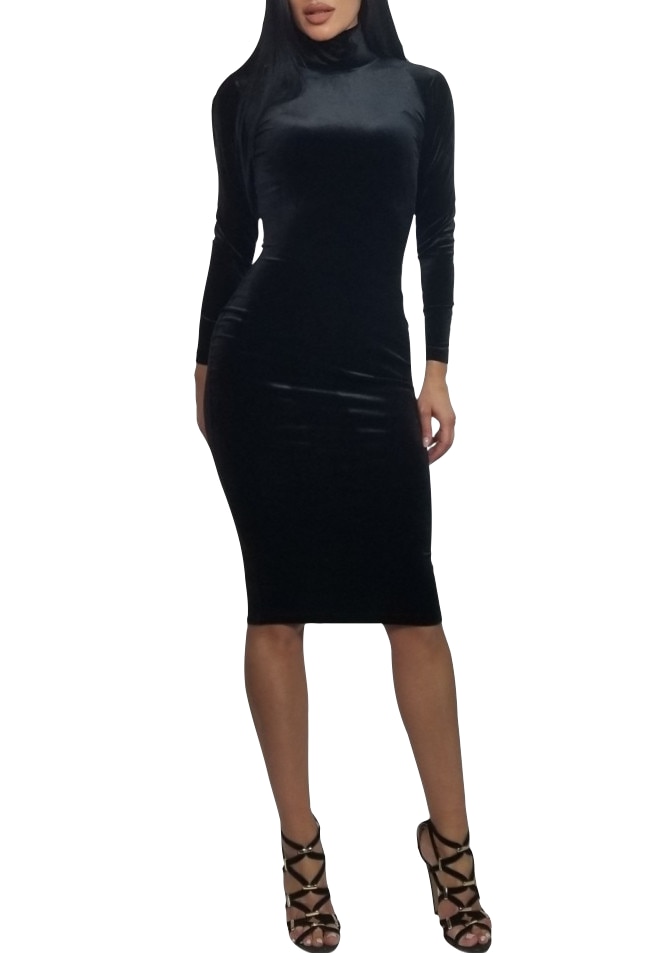Rochie midi tip maleta din catifea Yvanna, Negru