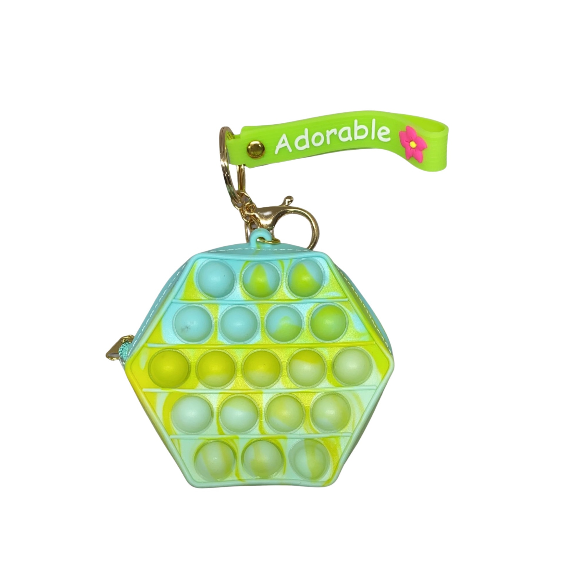 Jucarie antistres din silicon, Flippy, Pop It Now and Flip It, Portofel hexagon, Verde/Bleu