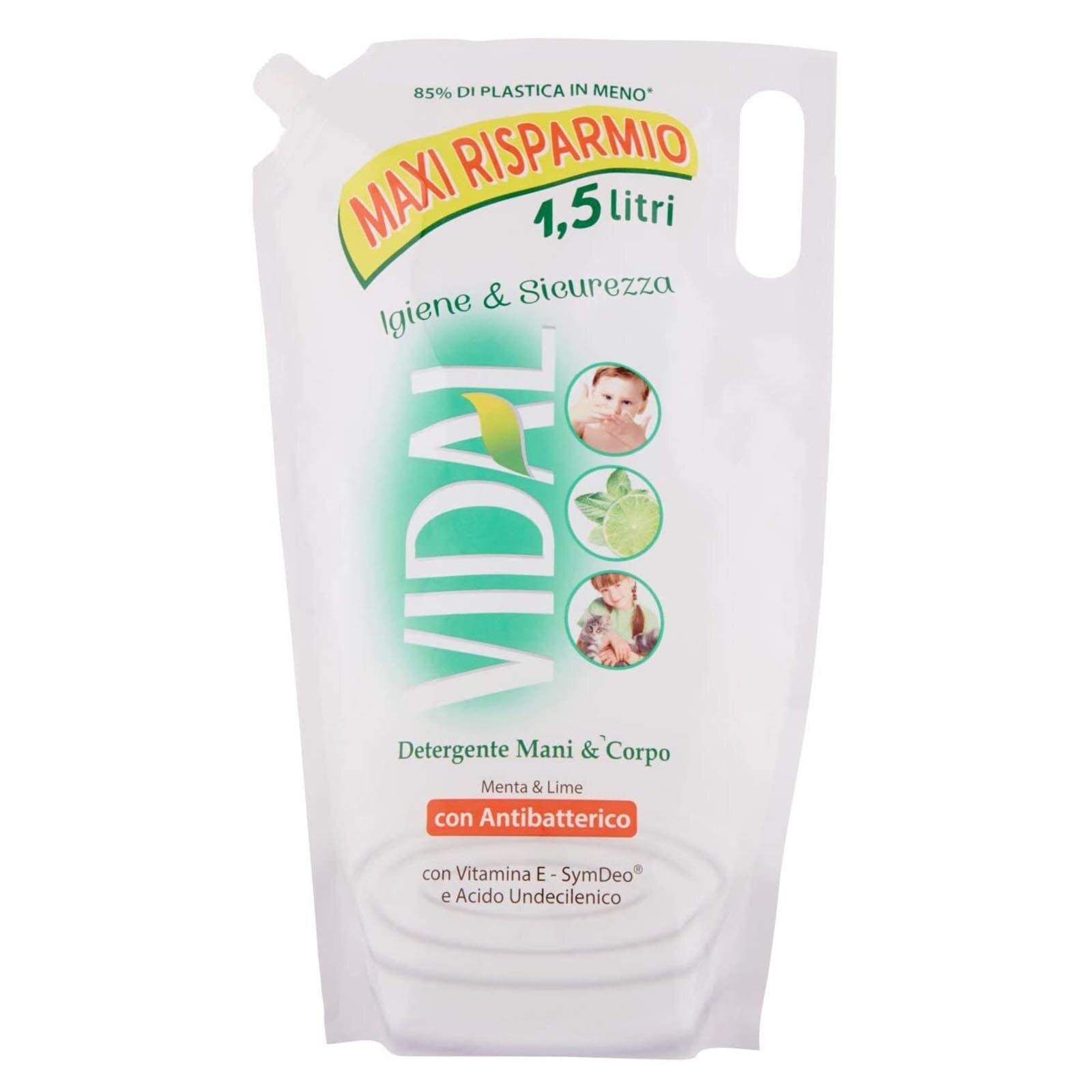 Sapun Lichid Vidal Antibacterian cu Menta si Lamaie Verde, 1.5L