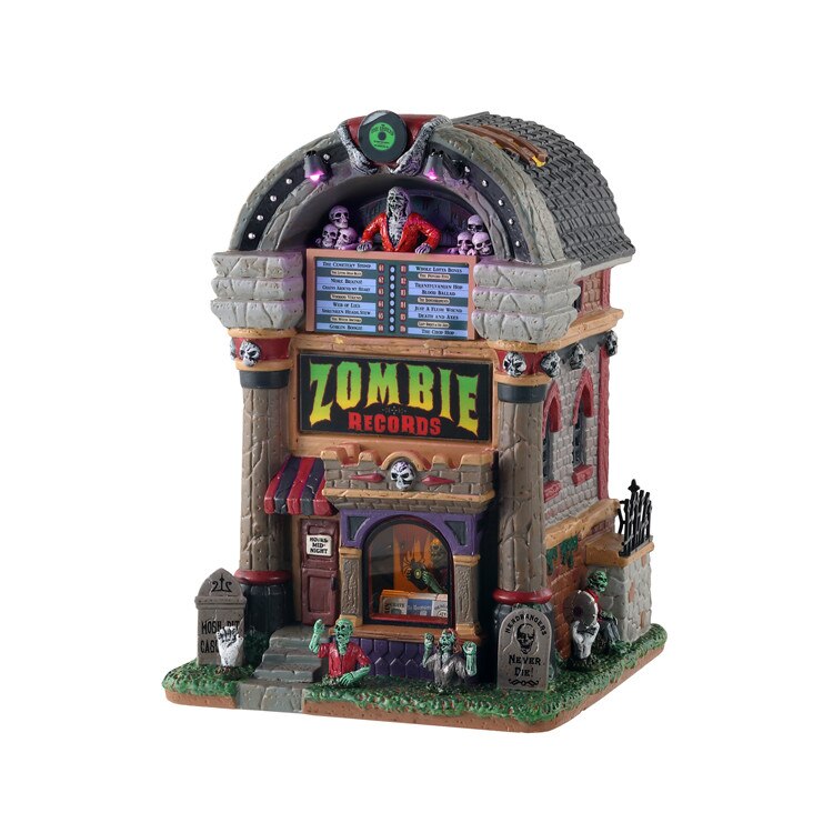 Figurina Halloween Spooky Town Lemax, Zombie Records, Adaptor 4.5v Inclus