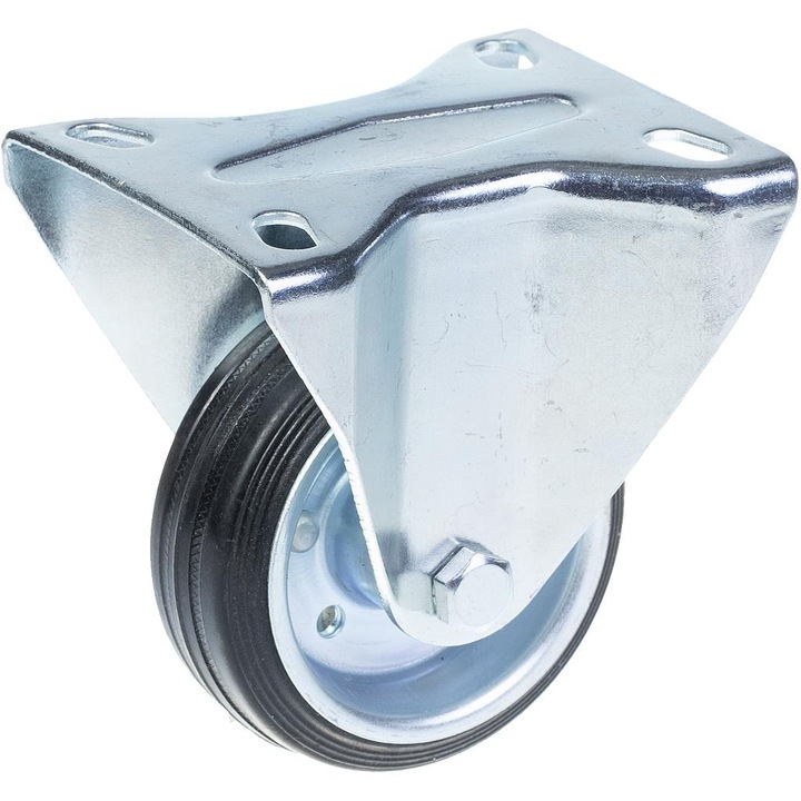 Roata fixa de 80 mm cu cauciuc negru, capacitatea de incarcare 70 kg