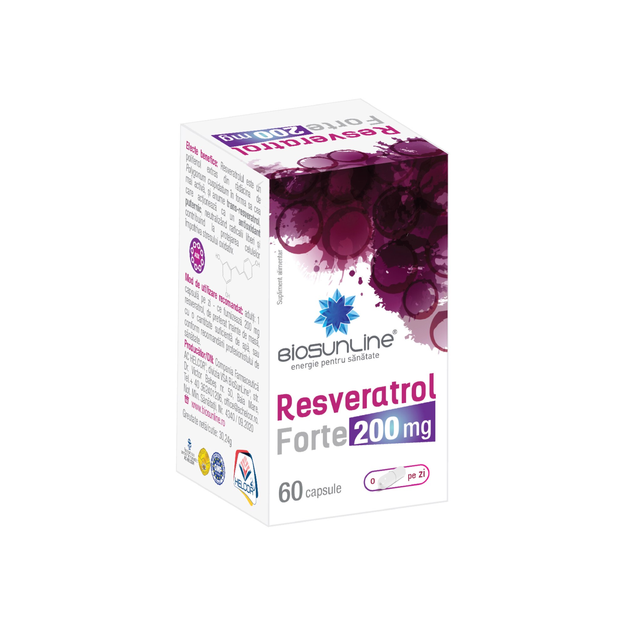 Supliment alimentar Resveratrol Forte 200 mg BioSunLine, 60 Capsule