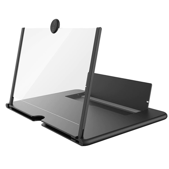 Tiessa Összecsukható állvány, nagyító és képerősítő, 3D effektus, mobiltelefonokhoz, fekete, 12"