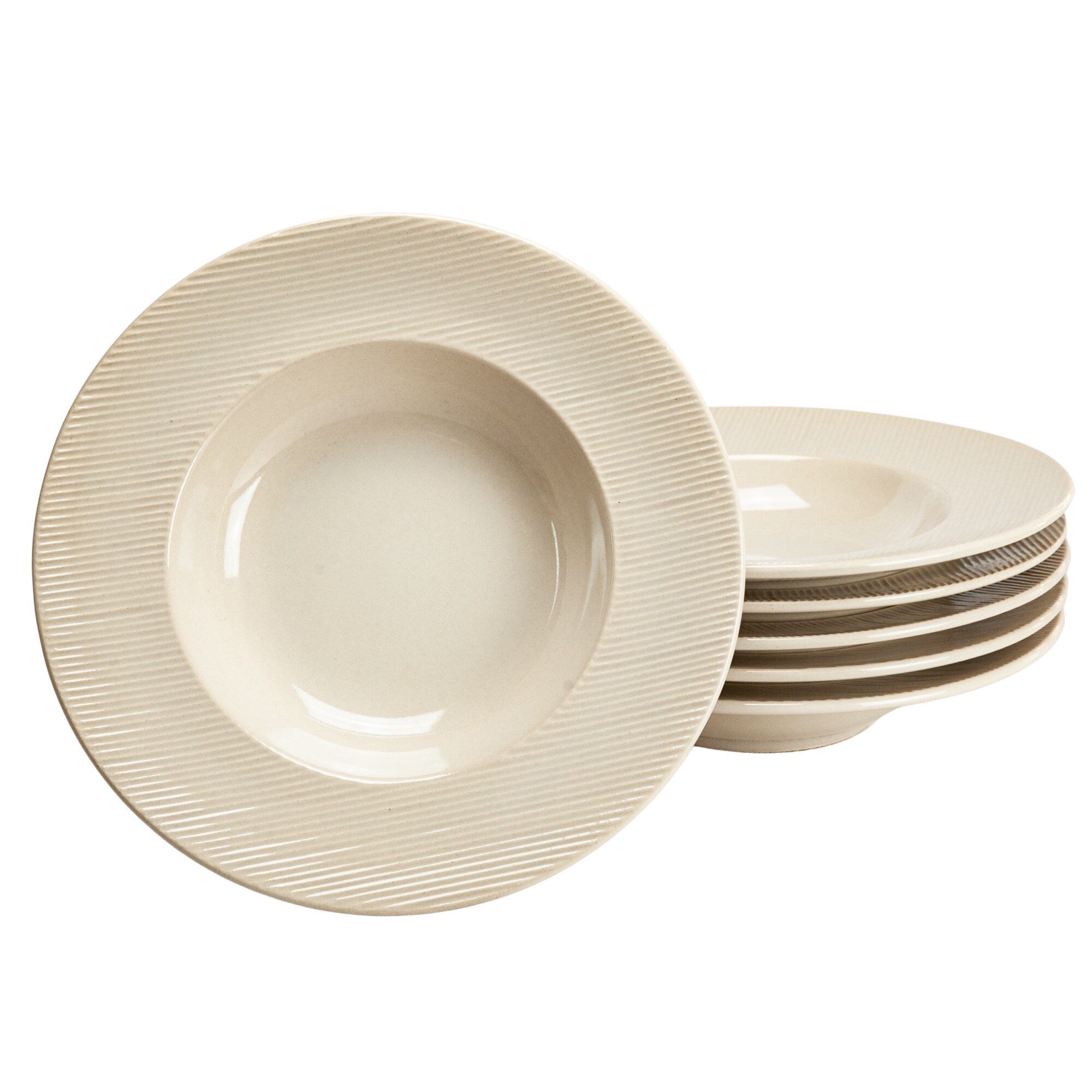 Set 6 farfurii adanci pentru casa familiei tale, Cesiro, Ø 24 cm, Crem Latte