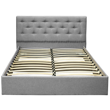 Pat Tapitat Kring Eden, dimensiune saltea 160x200, culoare gri, demontabil, include suport saltea