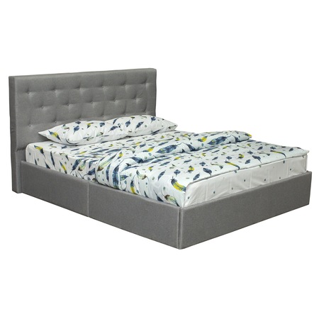 Pat Tapitat Kring Eden, dimensiune saltea 160x200, culoare gri, demontabil, include suport saltea