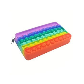 Penar cu fermoar Pop It antistres , Curcubeu , 20 cm Penar cu fermoar Pop It antistres , Curcubeu , 20 cm