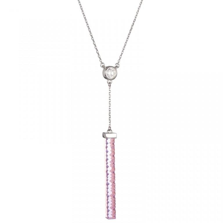Colier de argint Preciosa, Rosa, Crystal Line, Roz