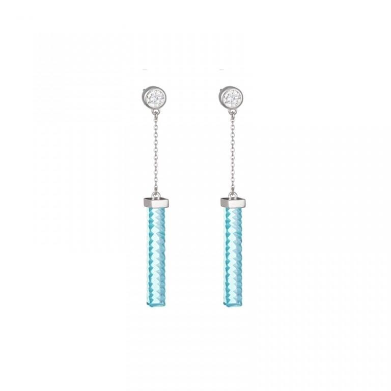 Cercei de argint Preciosa, Aqua, Crystal Line, Albastru