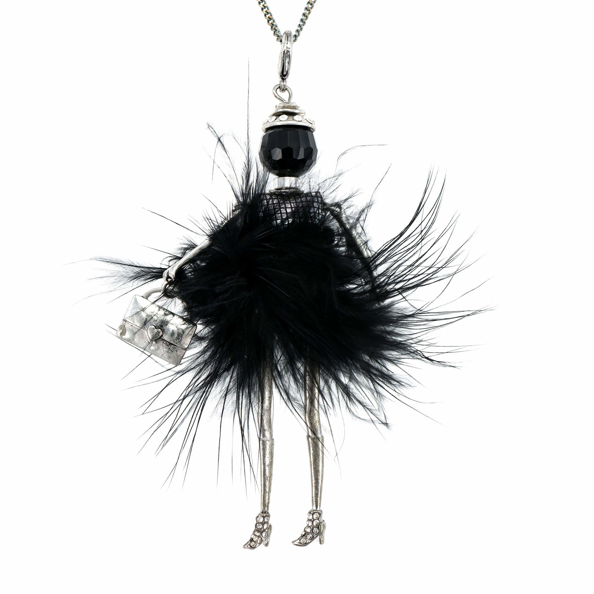 Pandantiv cu lant Bambola in Stile Moscovita-Black, Haute Couture Style by Roxannes - Bambole Milanesi, Negru 42624-Black