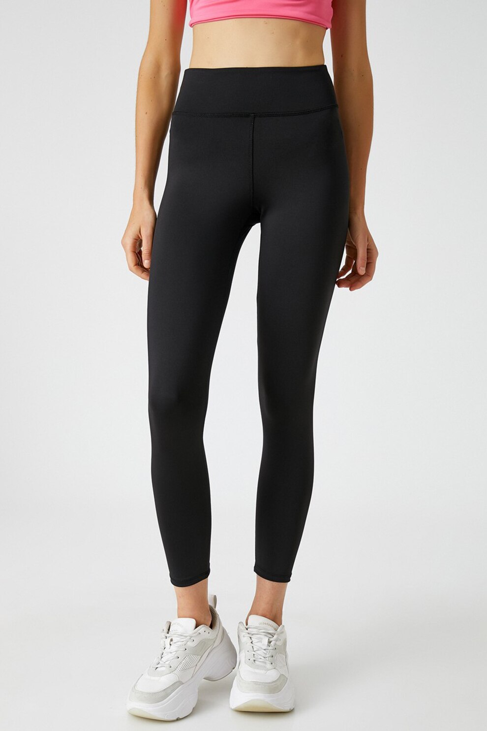 KOTON, Colanti crop cu talie inalta, Negru