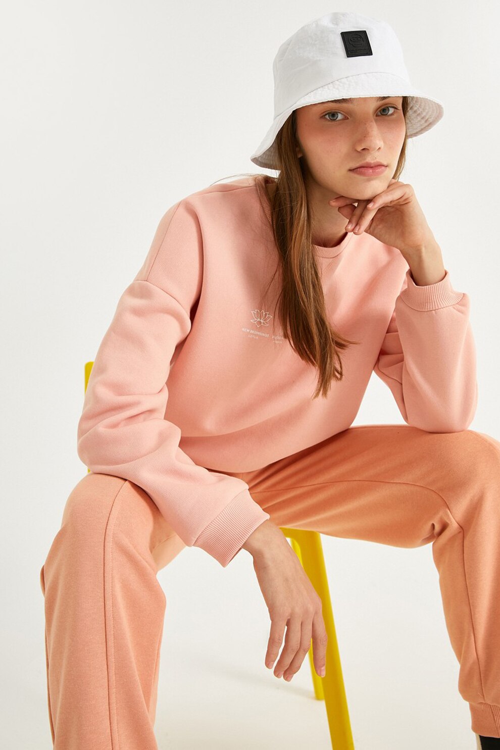 KOTON, Bluza sport cu maneci cazute 2KAL68049IK, Roz