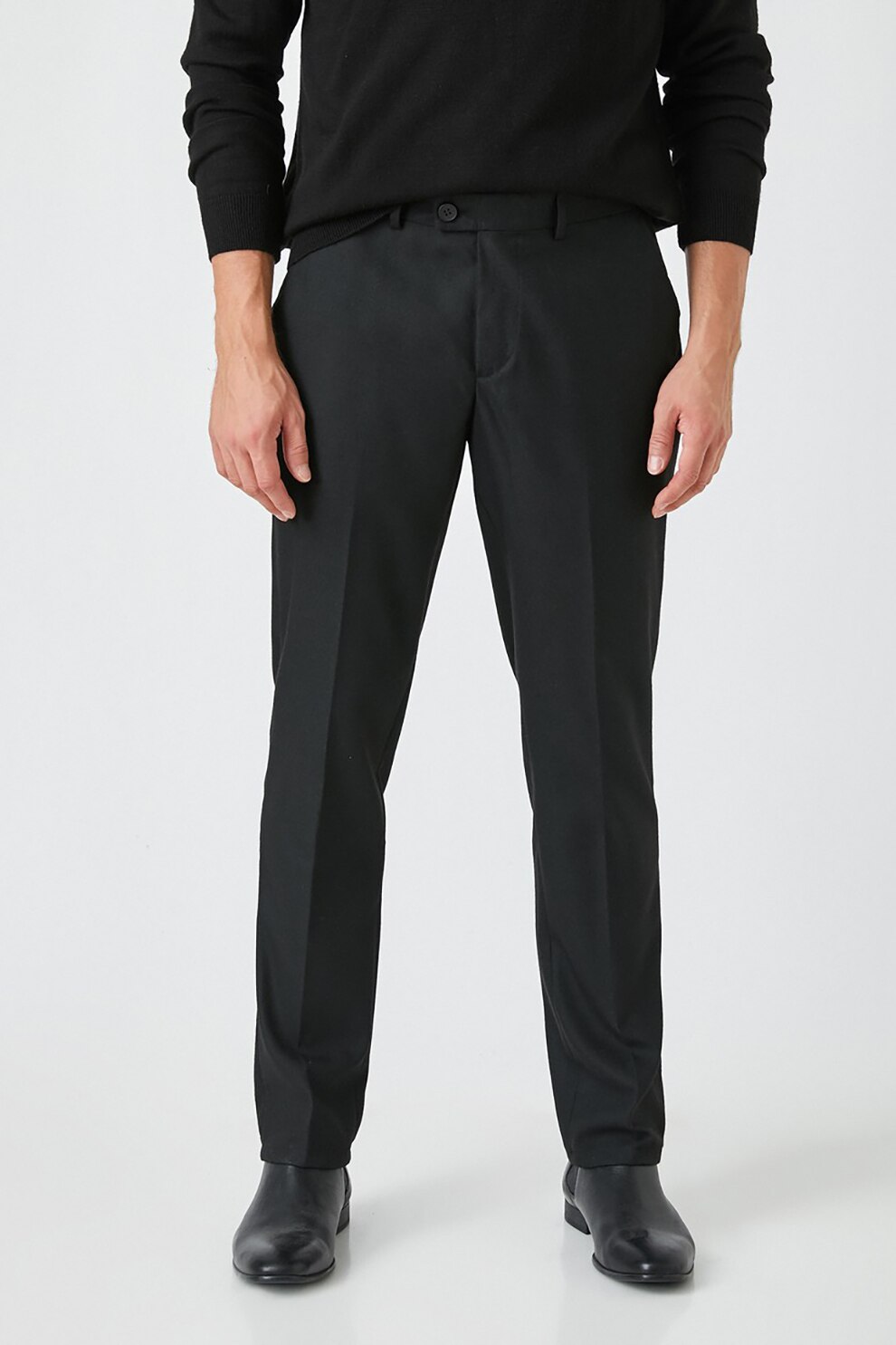 KOTON, Pantaloni chino slim fit, Negru stins