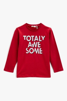 KOTON, Bluza cu maneci lungi si imprimeu text 2KKB16314OK, Rosu KOTON, Bluza cu maneci lungi si imprimeu text 2KKB16314OK, Rosu