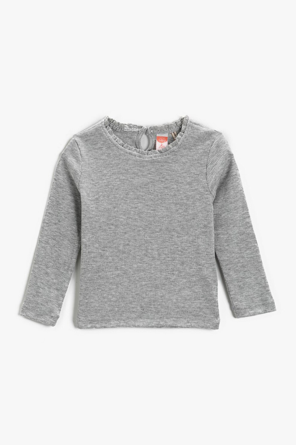 KOTON, Bluza striata cu decupaj tip lacrima, Gri melange