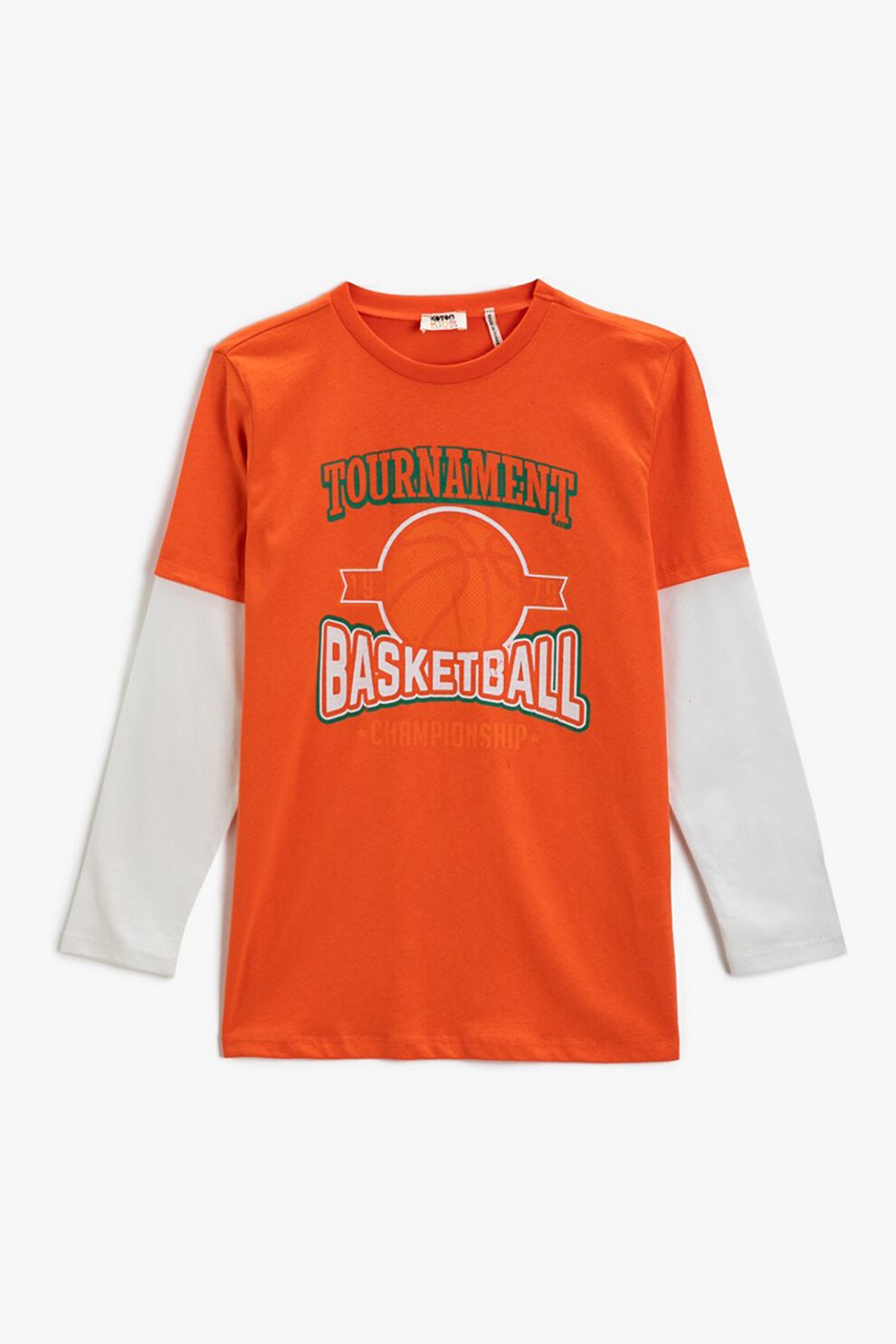 KOTON, Bluza de bumbac cu imprimeu grafic, Oranj mandarina/Alb