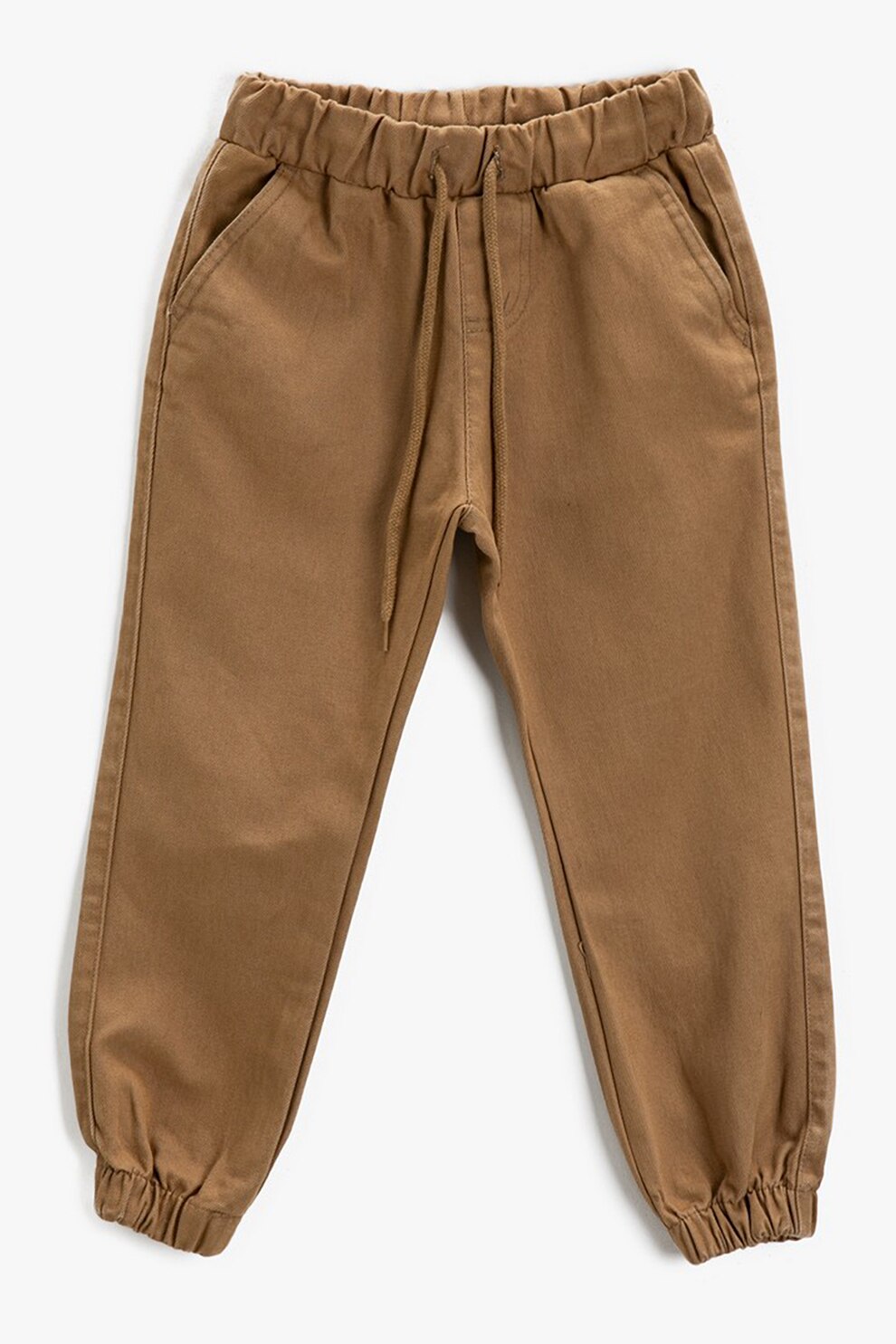 KOTON, Pantaloni sport din denim cu snur de ajustare, Maro camel