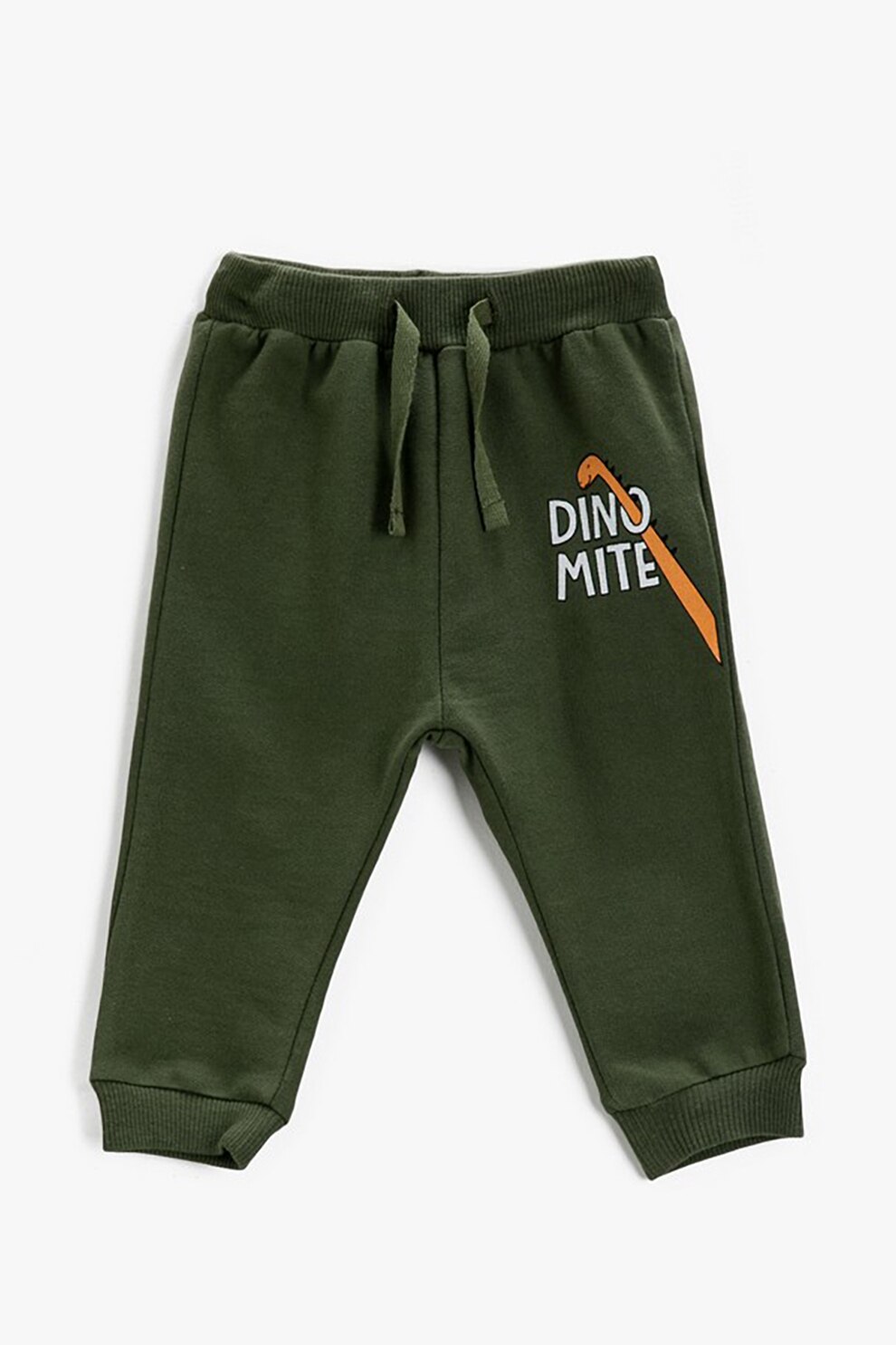 KOTON, Pantaloni sport cu imprimeu dinozaur, Kaki