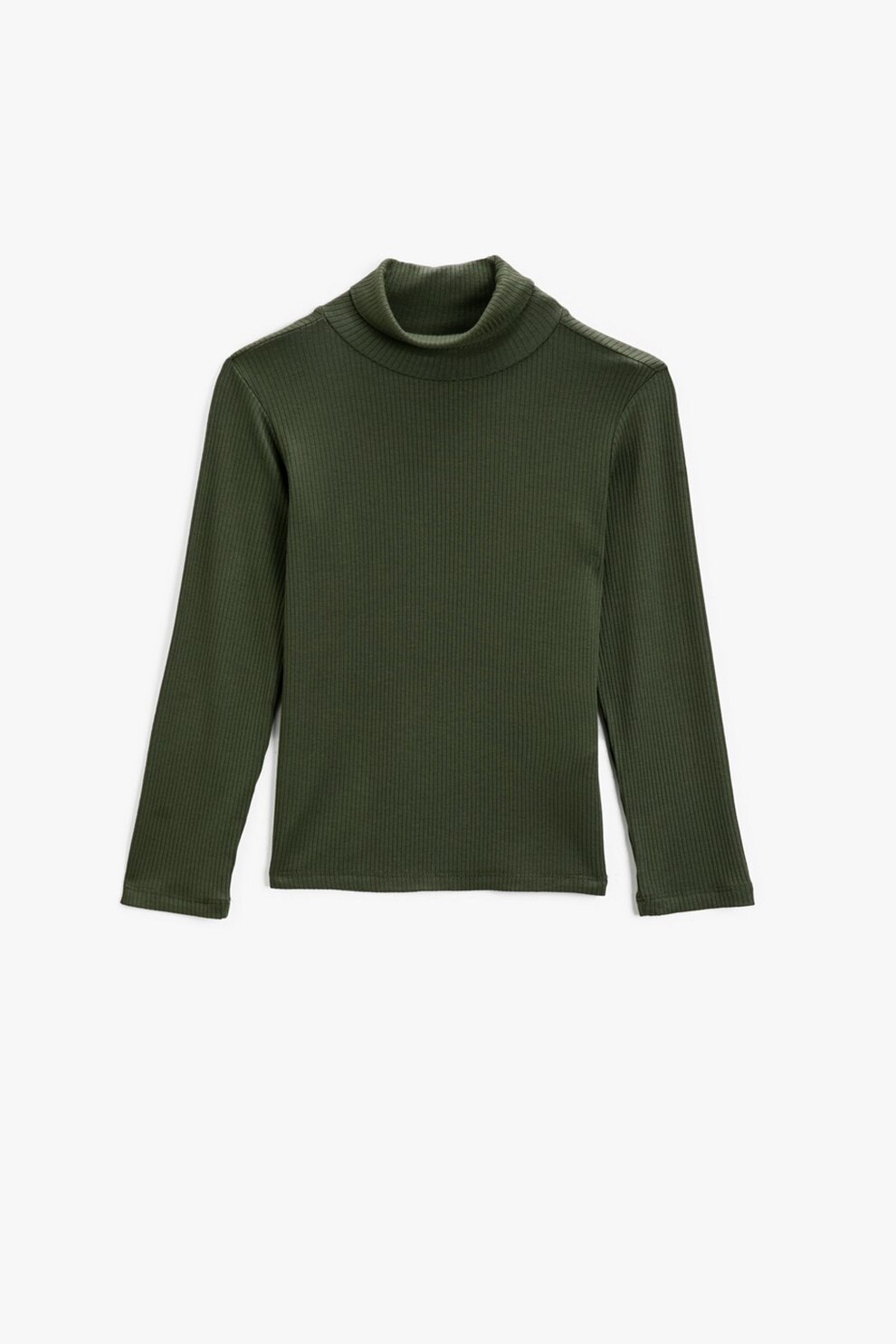 KOTON, Bluza cu guler inalt si aspect striat, Verde militar