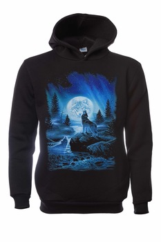 Hanorac pentru barbati Printex, Spirit of the Wolf, Seria Lupi, Digital Print Negru Hanorac pentru barbati Printex, Spirit of the Wolf, Seria Lupi, Digital Print Negru