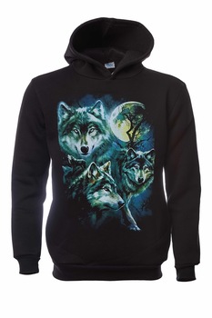 Hanorac pentru barbati Printex, The dream of The Wolf - Full Moon, Seria Lupi, Digital Print, Negru Hanorac pentru barbati Printex, The dream of The Wolf - Full Moon, Seria Lupi, Digital Print, Negru
