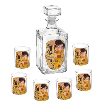 Set de decantor cu dop si 6 pahare,  Set de decantor cu dop si 6 pahare,