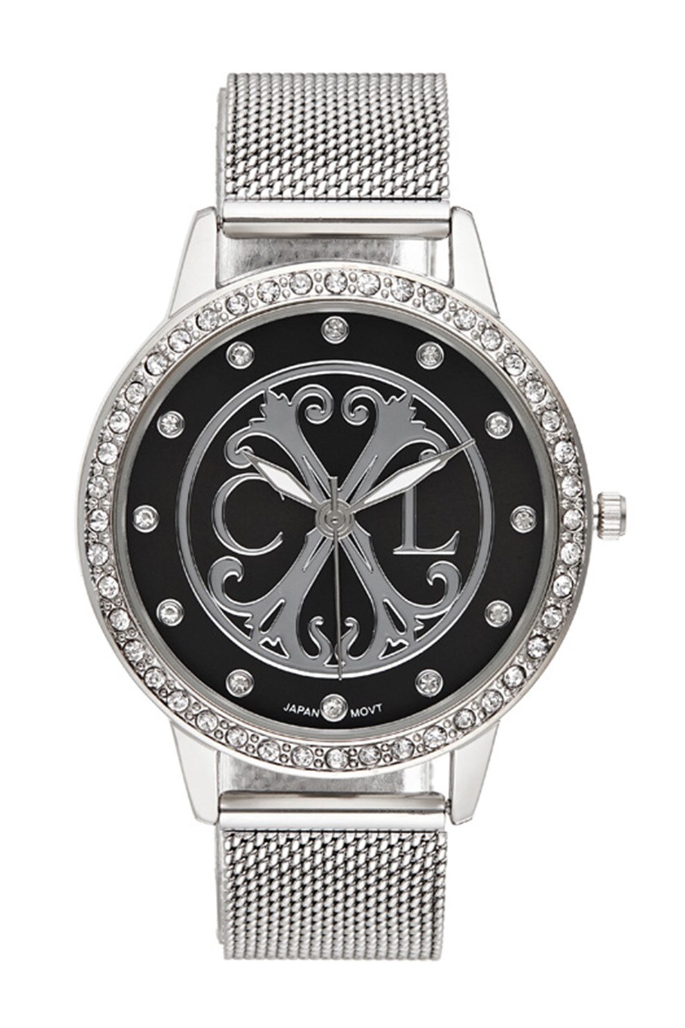 Christian Lacroix, Ceas decorat cu cristale, Argintiu/Negru